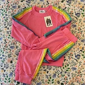 Lola + The Boys Pink Set with Rainbow Sequin Trim